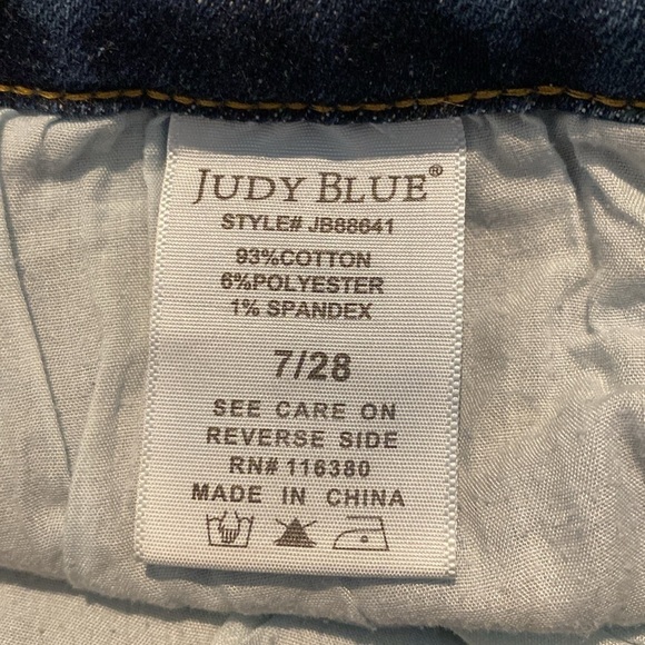 Judy Blue High Rise  Raw Hem Tuxedo Stripe Blue Jeans Size 28 - Picture 12 of 13